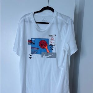 Nike White Tee with Basketball Graphic